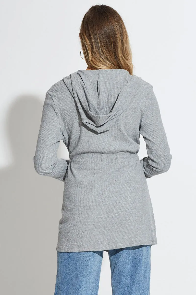 Grey Knit Cardigan Long Sleeve