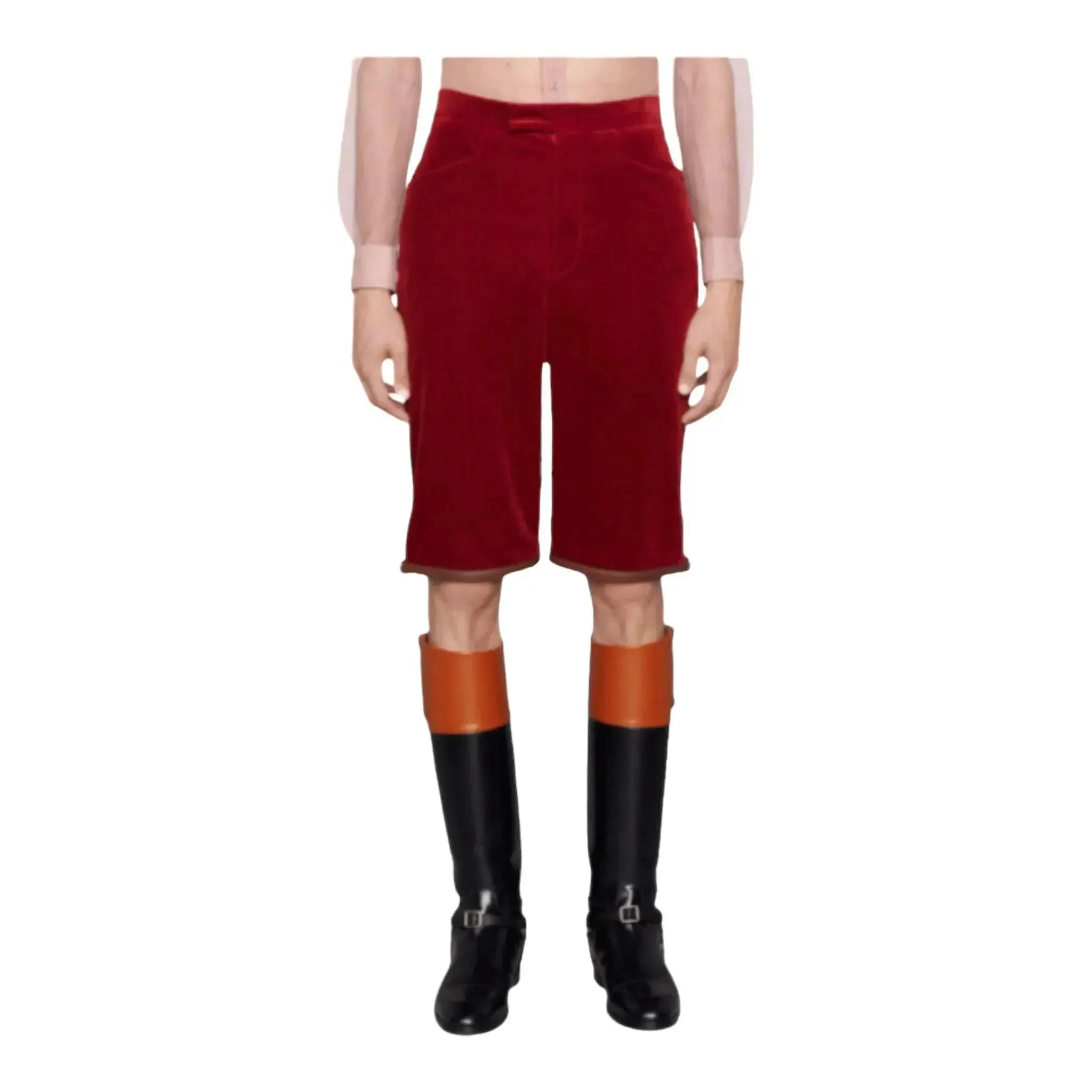 Gucci Velvet Shorts With Leather Detail
