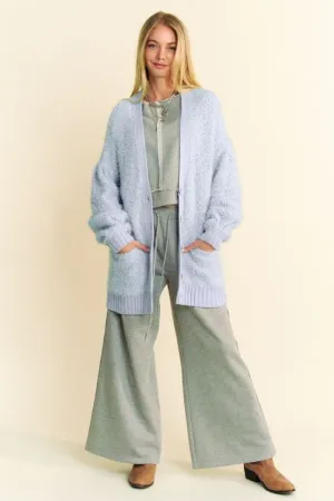 Hazel Blues® |  Davi & Dani Ribbed Hem Button Up Long Sleeve Cardigan