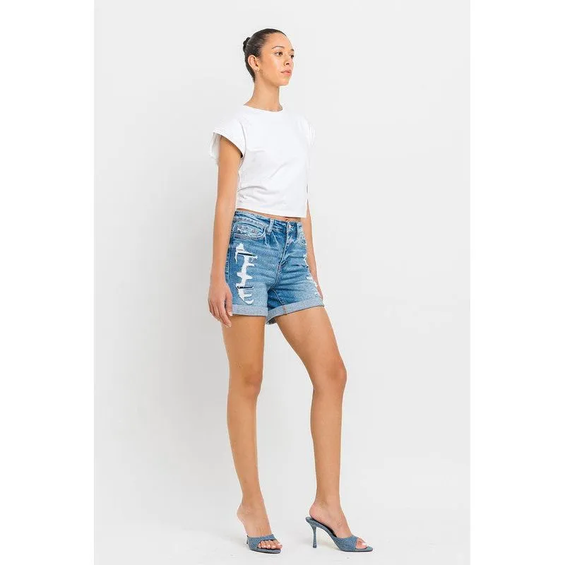 High Rise Double Cuff Shorts