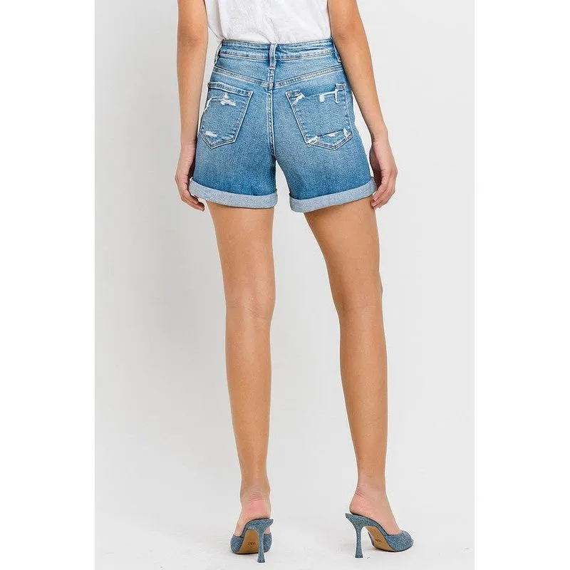 High Rise Double Cuff Shorts