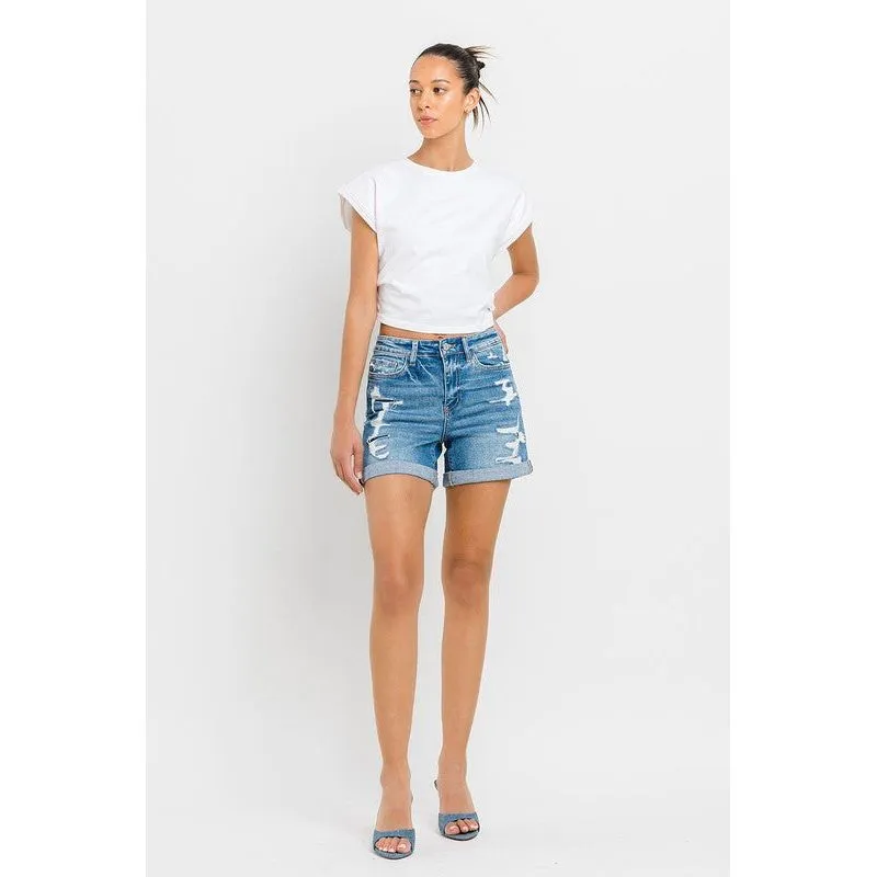 High Rise Double Cuff Shorts