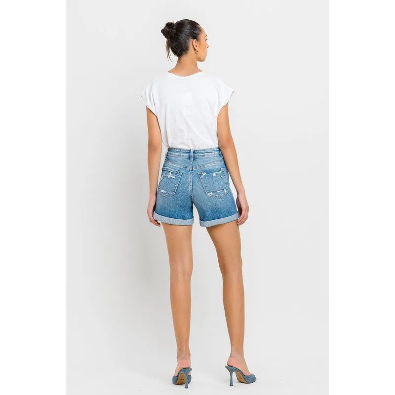 High Rise Double Cuff Shorts