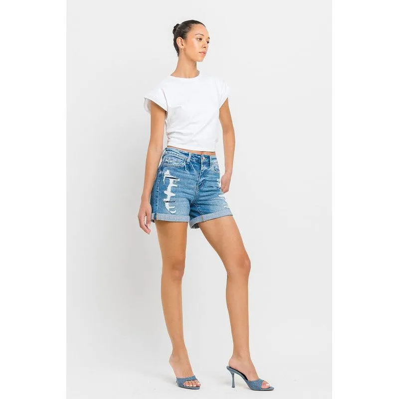 High Rise Double Cuff Shorts