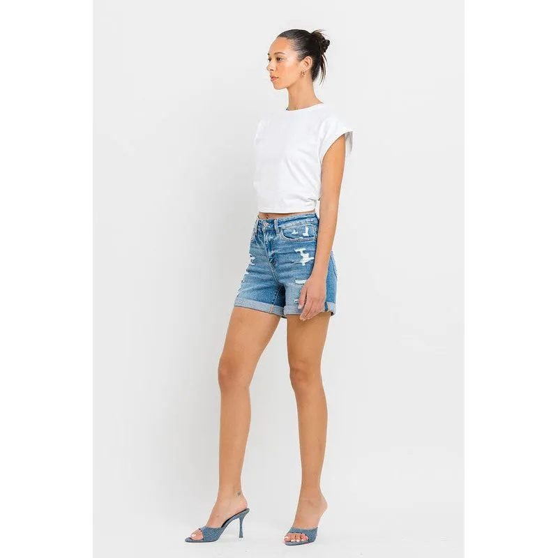 High Rise Double Cuff Shorts