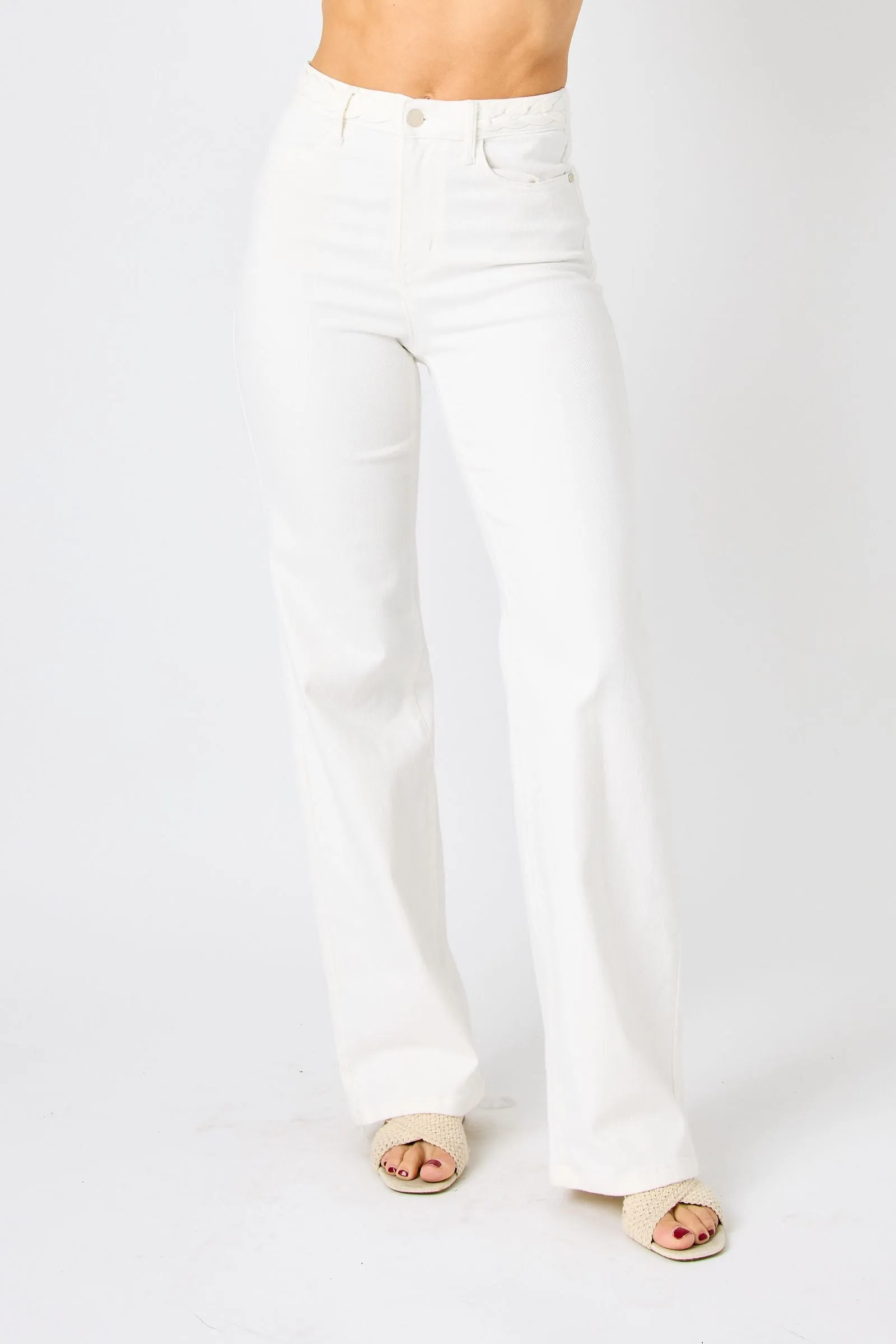 Judy Blue High Braided Waistband Wide Leg