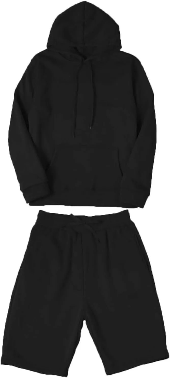 LCMTWX Mens 2 Piece Outfits Winter Pant Sets Fashion Stitching Hooded Two Piece Suit of Casual Hooded Sweatsuits Jogging