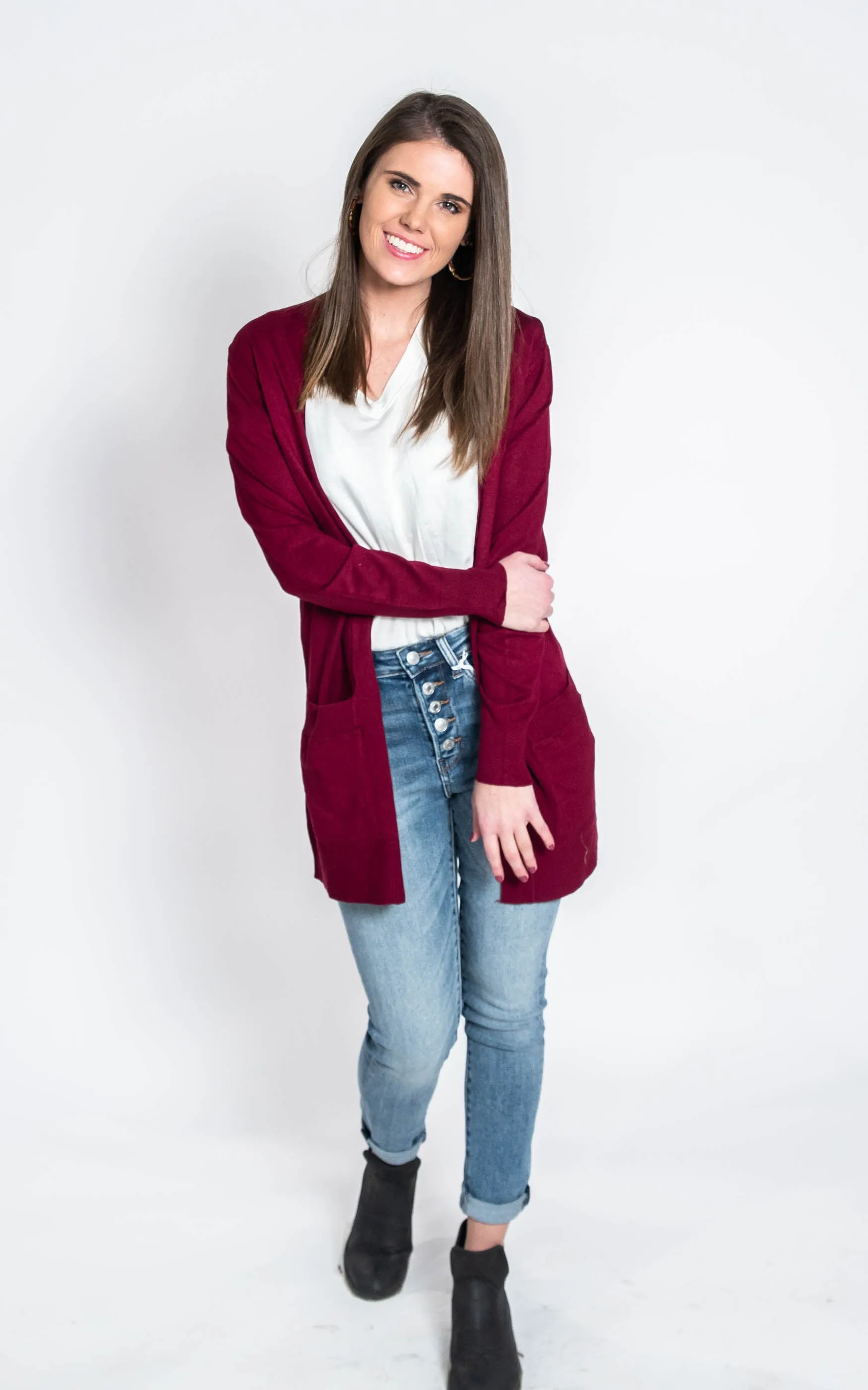 Long Boyfriend Cardigan - Cielo Neutral Colors