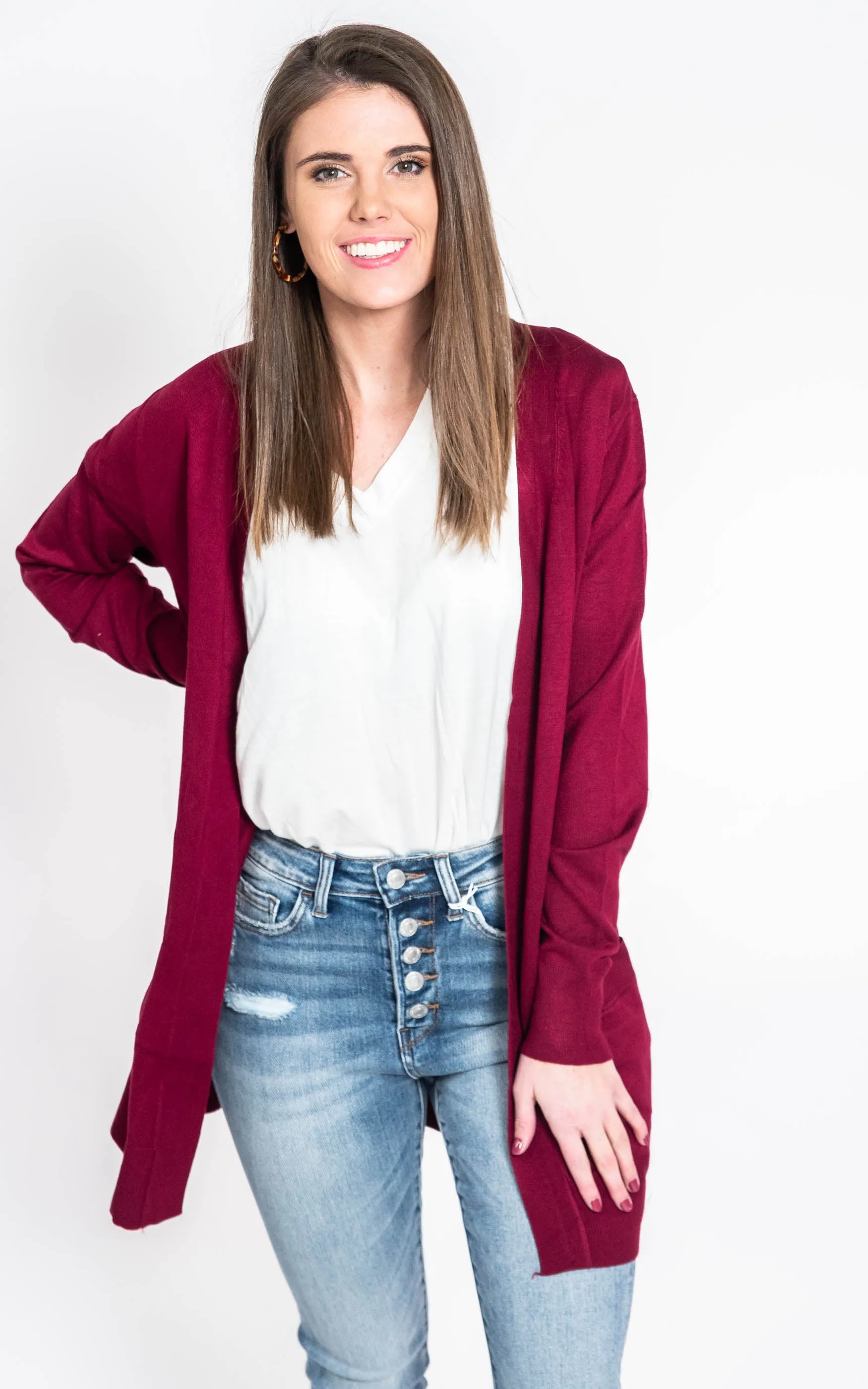 Long Boyfriend Cardigan - Cielo Neutral Colors