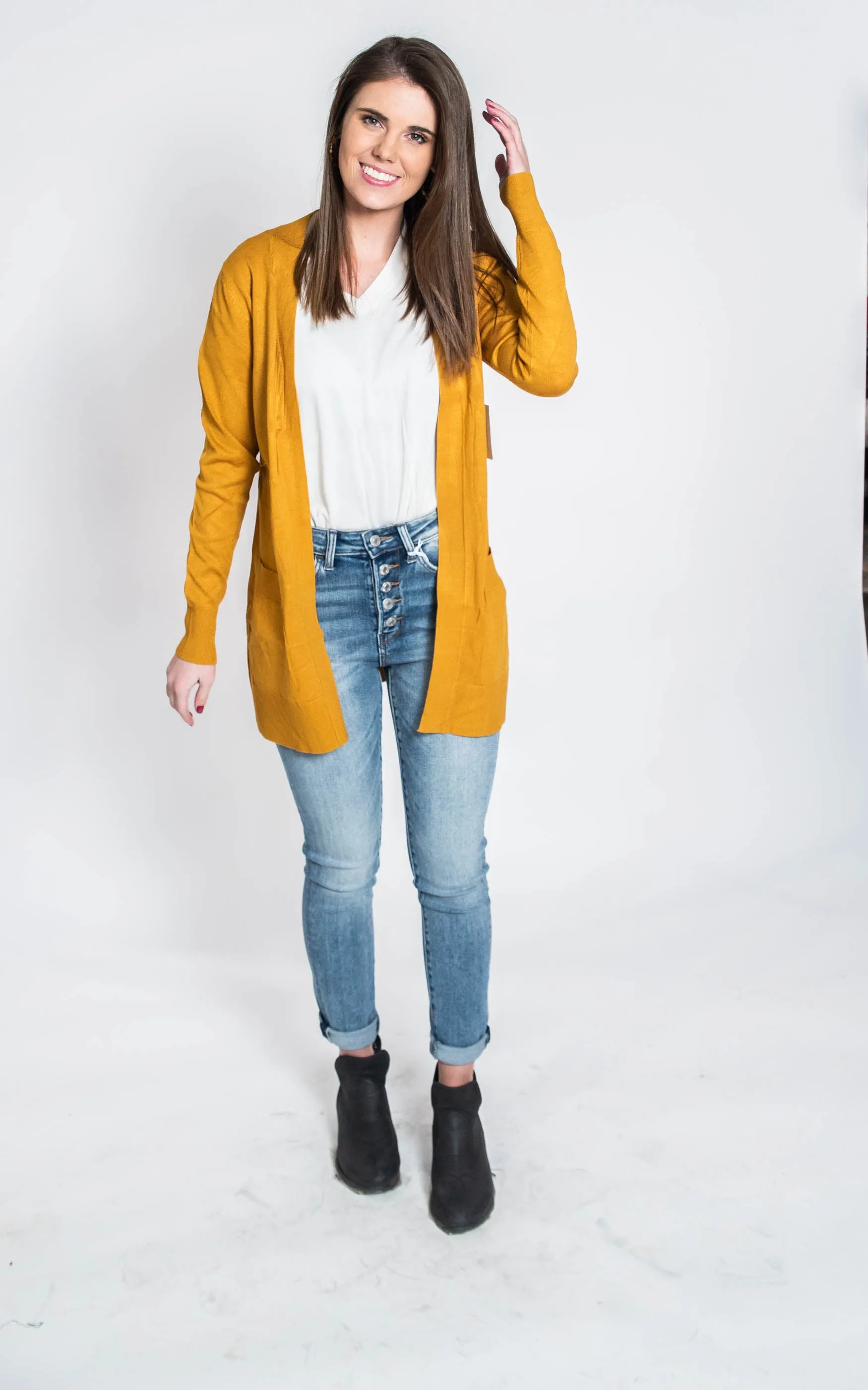 Long Boyfriend Cardigan - Cielo Neutral Colors
