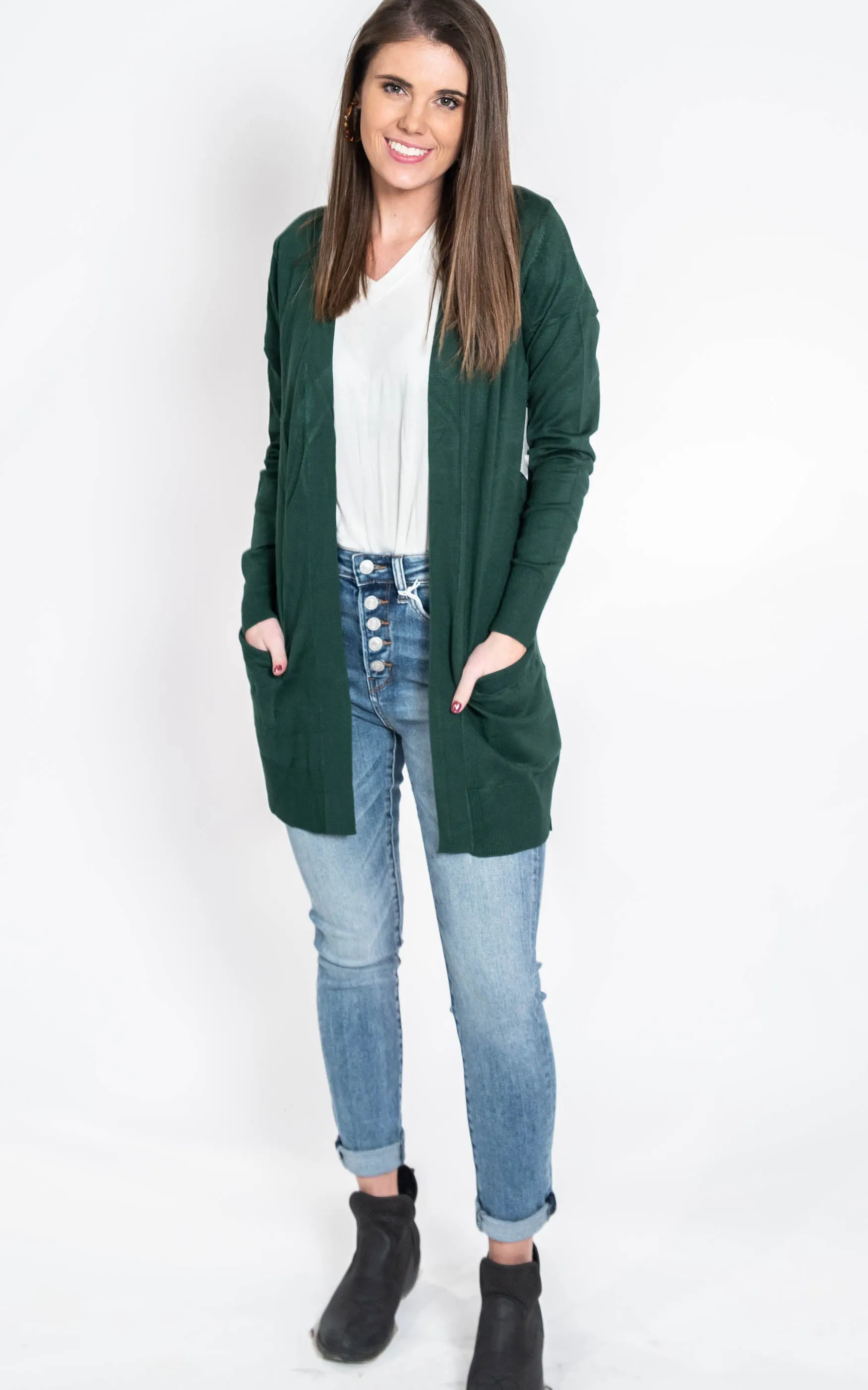 Long Boyfriend Cardigan - Cielo Neutral Colors