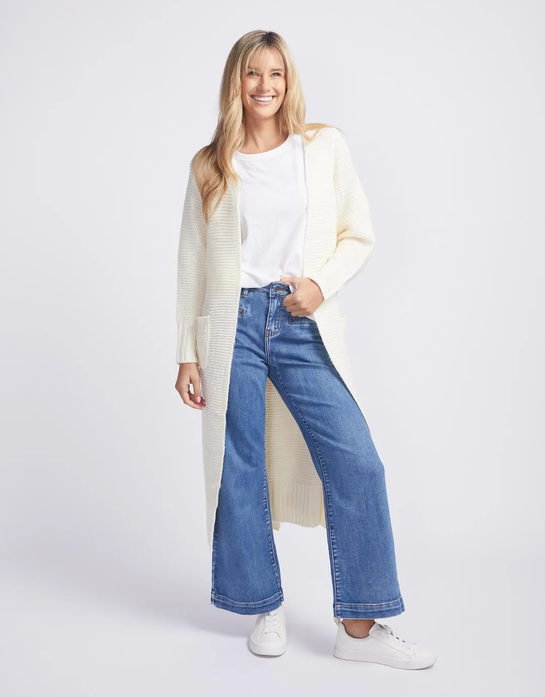 Long Sleeve Belted Cardigan - Birch