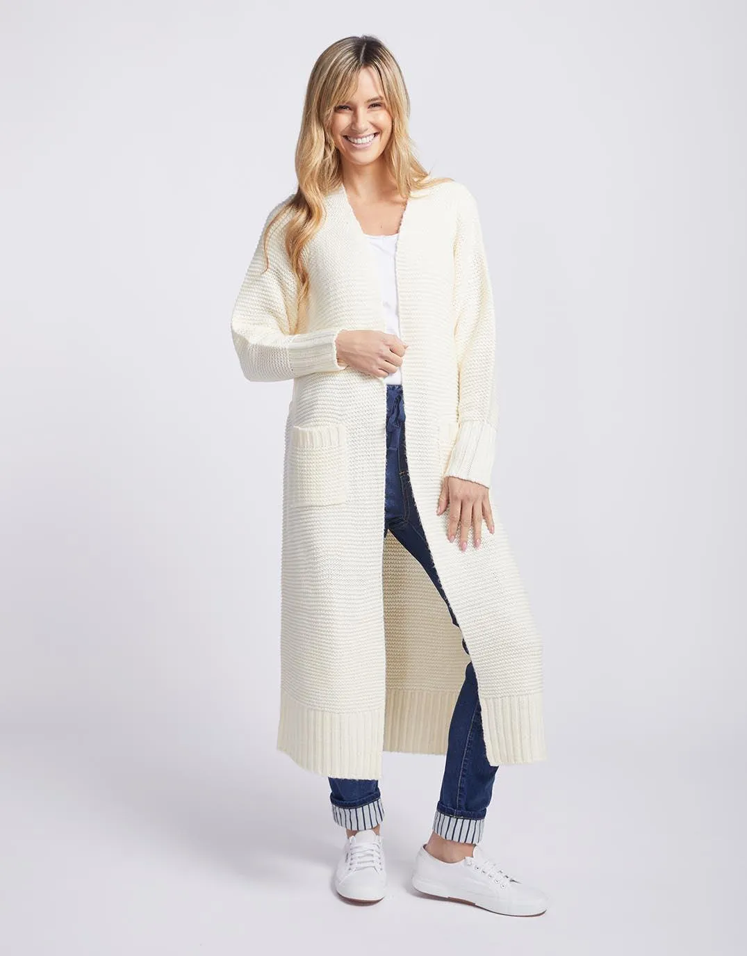 Long Sleeve Belted Cardigan - Birch