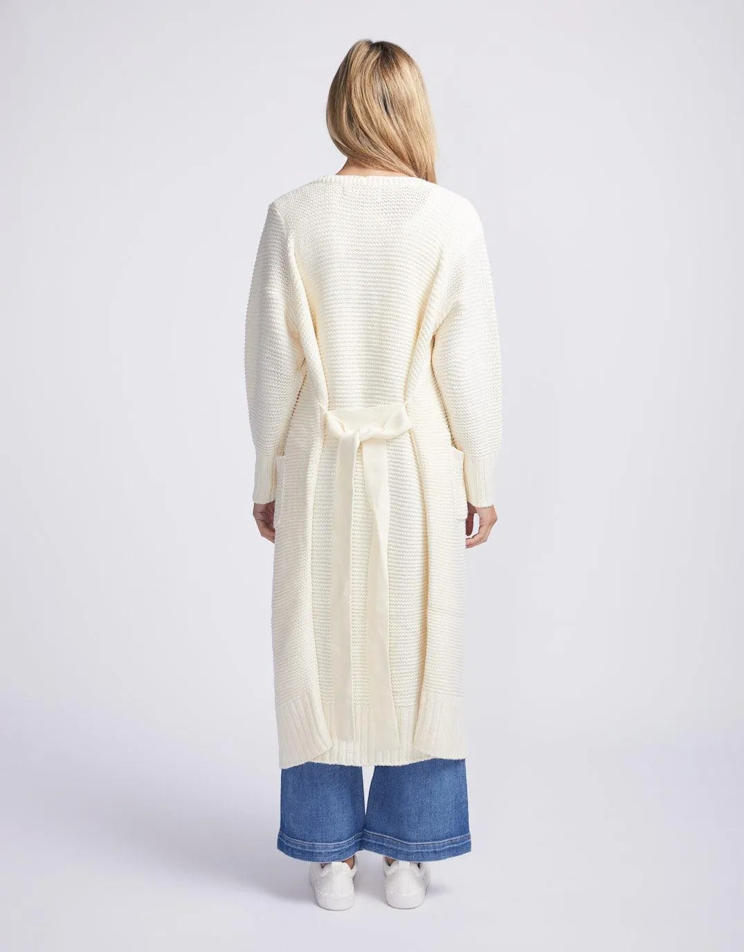 Long Sleeve Belted Cardigan - Birch