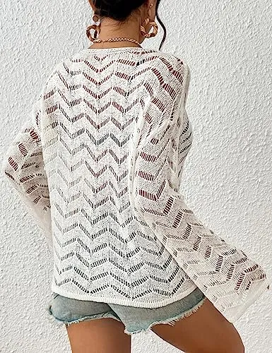 Long Sleeve Sexy Beach Bikini Crochet Cover Up