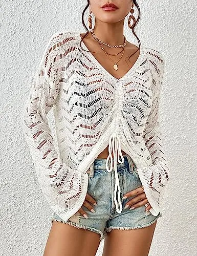 Long Sleeve Sexy Beach Bikini Crochet Cover Up