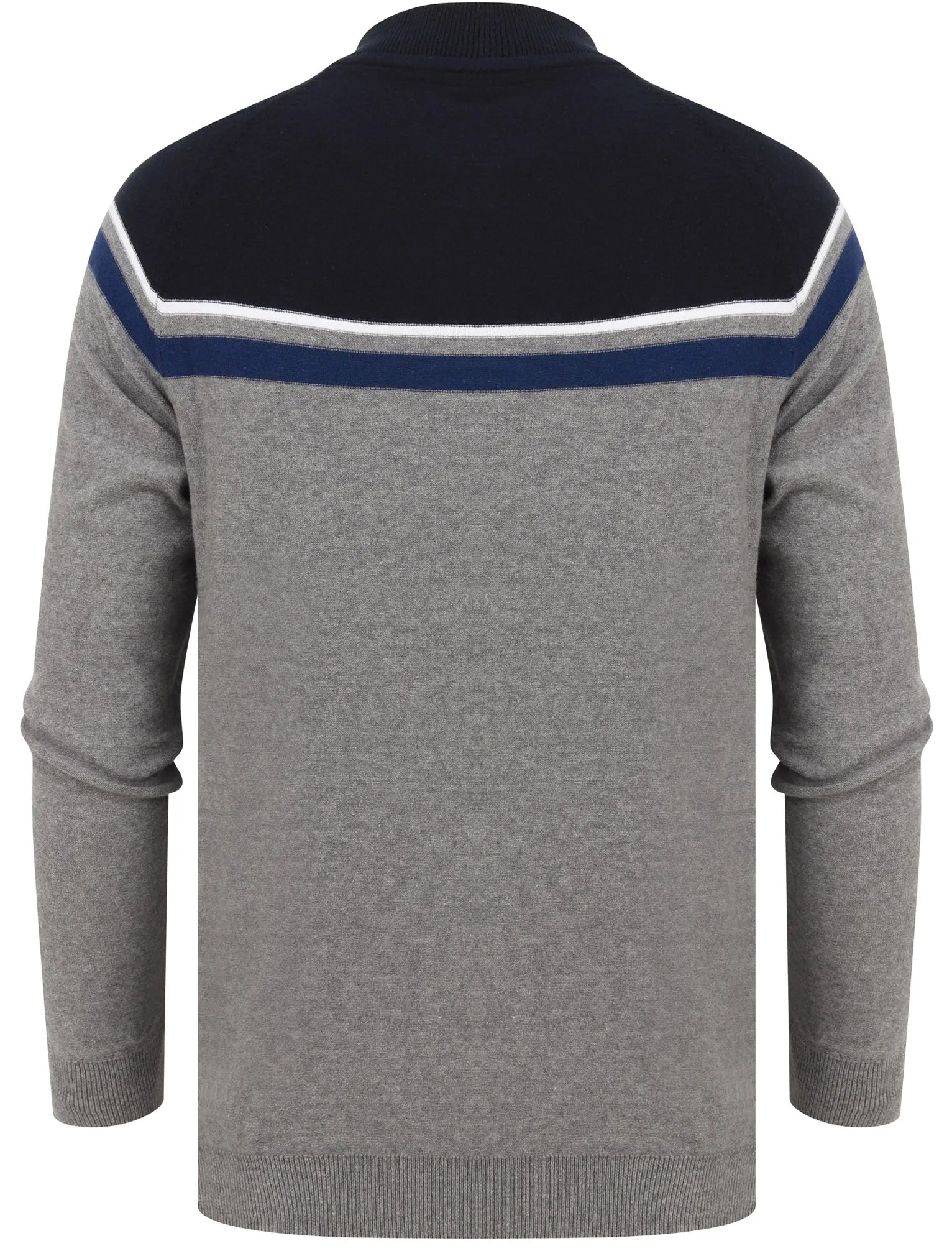 Magic Colour Block Baseball Style Zip Up Cardigan in Mid Grey Marl - Dissident