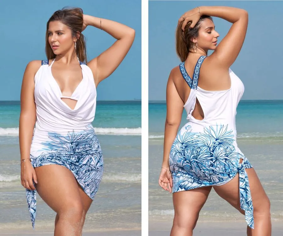 Mapale Curvy Size Beach Dress Cover Up Color Printed