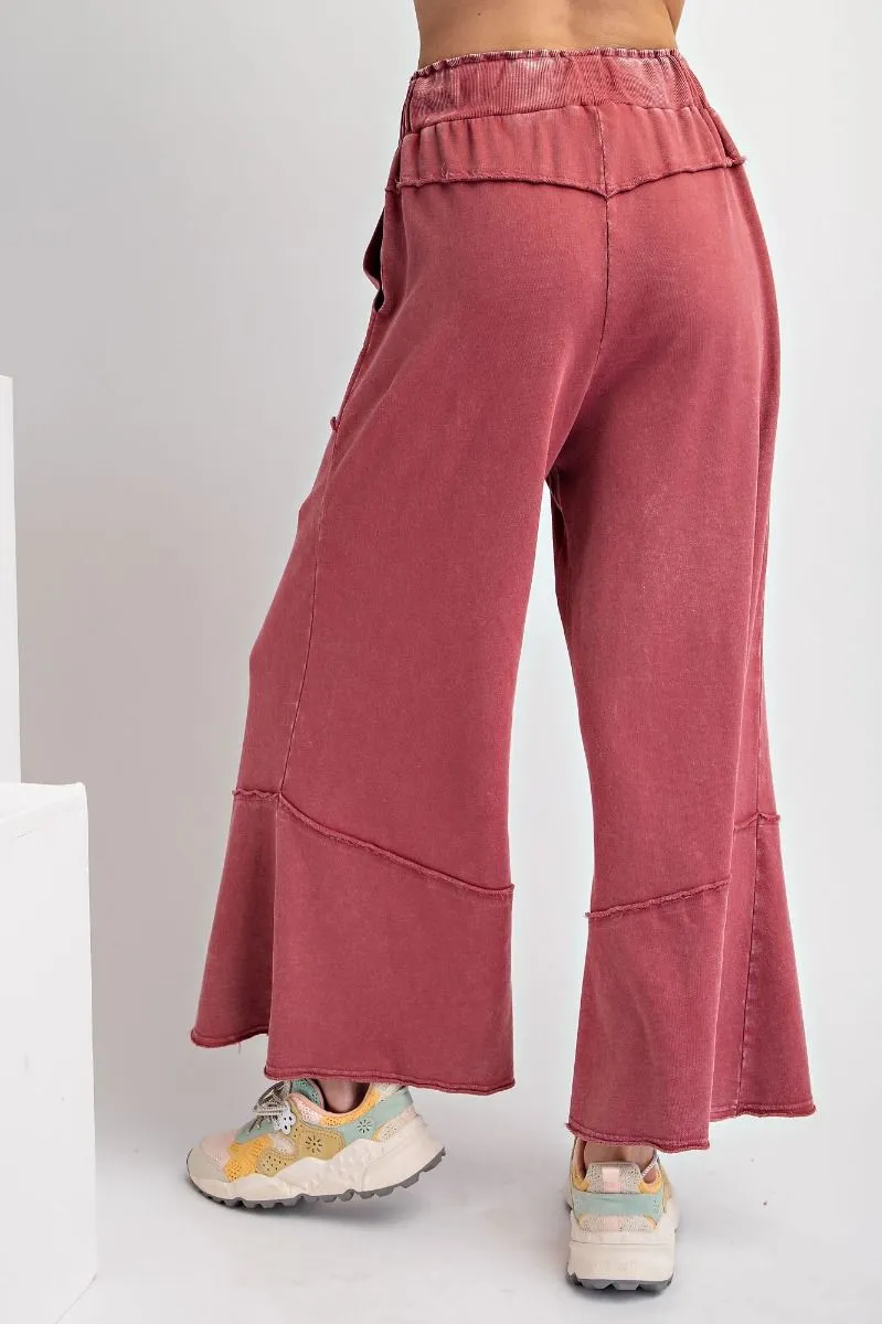 Mineral Washed Terry Knit Wide Leg Pants (2 Options)