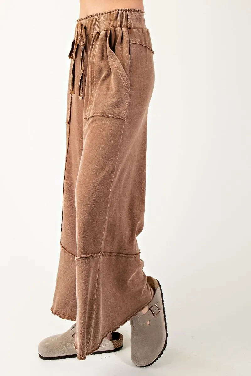 Mineral Washed Terry Knit Wide Leg Pants (2 Options)