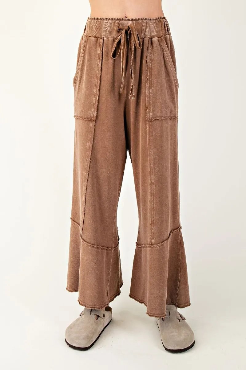 Mineral Washed Terry Knit Wide Leg Pants (2 Options)