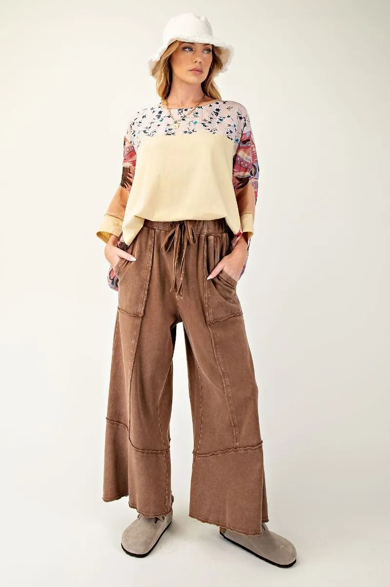 Mineral Washed Terry Knit Wide Leg Pants (2 Options)
