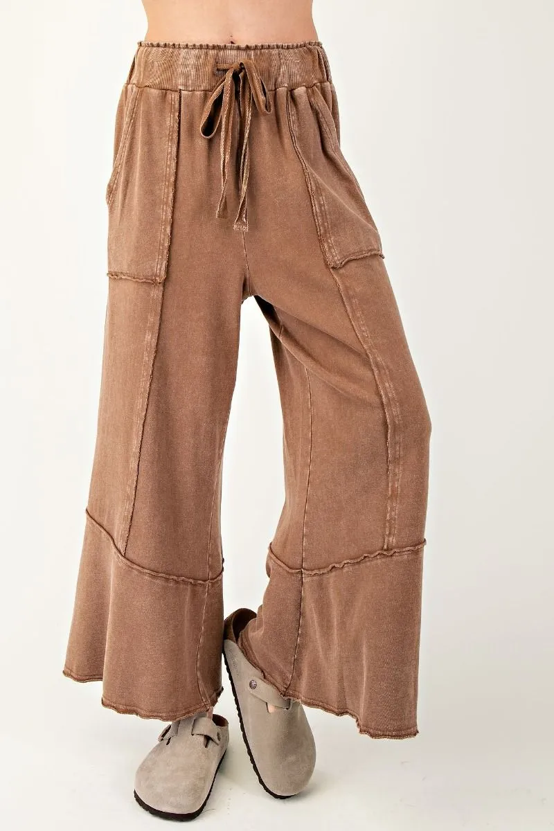 Mineral Washed Terry Knit Wide Leg Pants (2 Options)