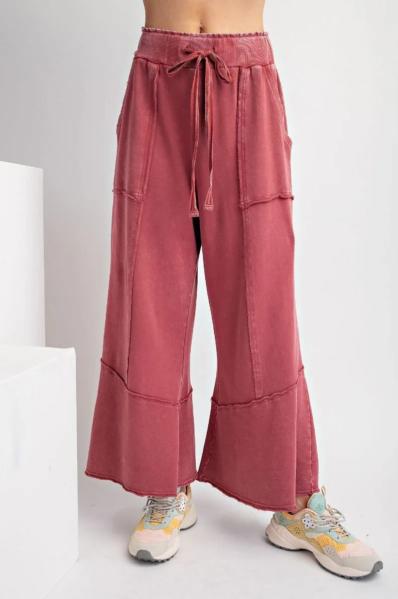 Mineral Washed Terry Knit Wide Leg Pants (2 Options)