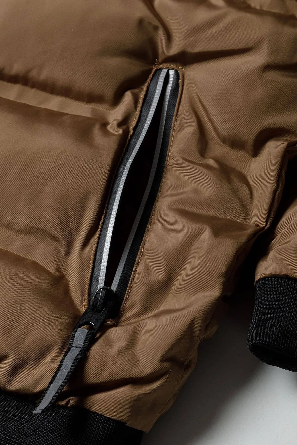 Minotti Padded Jacket With Hood And Two Way Zip Brown *In store now*