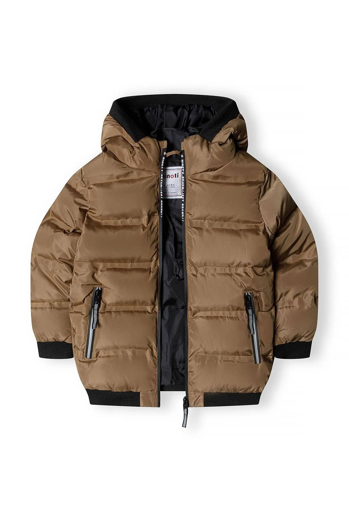 Minotti Padded Jacket With Hood And Two Way Zip Brown *In store now*