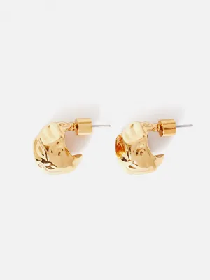 Molten Metal Hoop Earrings | Gold