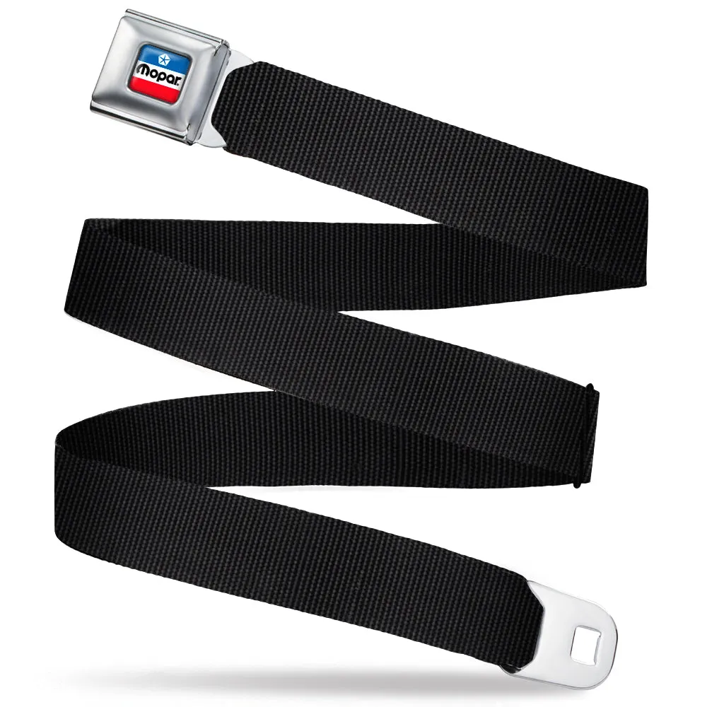 MOPAR Chrysler Logo Full Color White/Blue/Red/Black Seatbelt Belt - Black Webbing