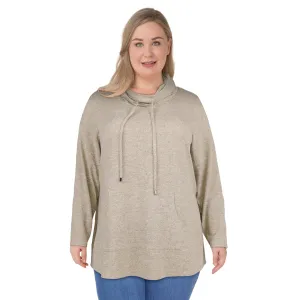mySTYLE Women's Plus Quest Mix Cowl Neck Hacci Top