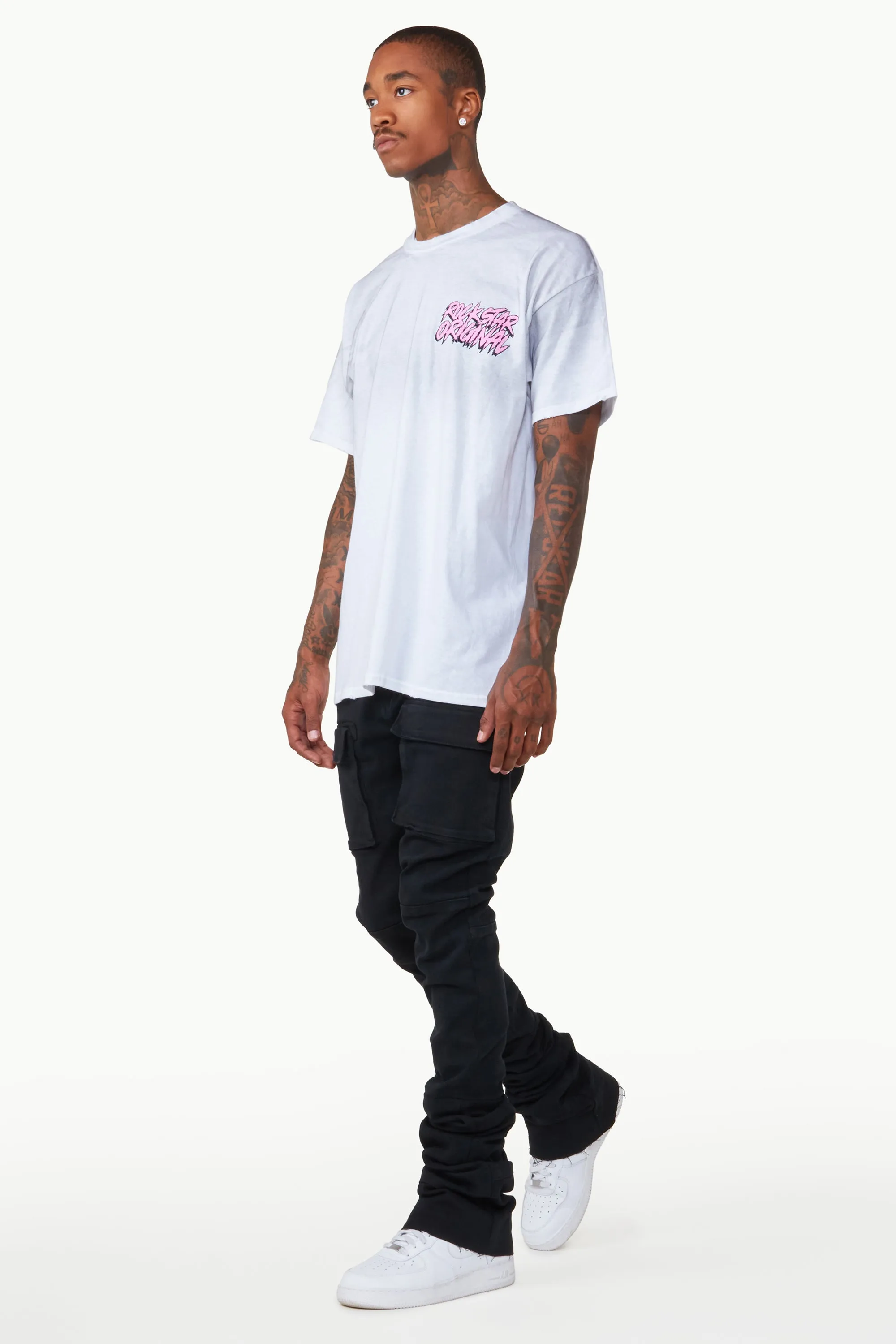 Nello Black Super Stacked Flare Jean
