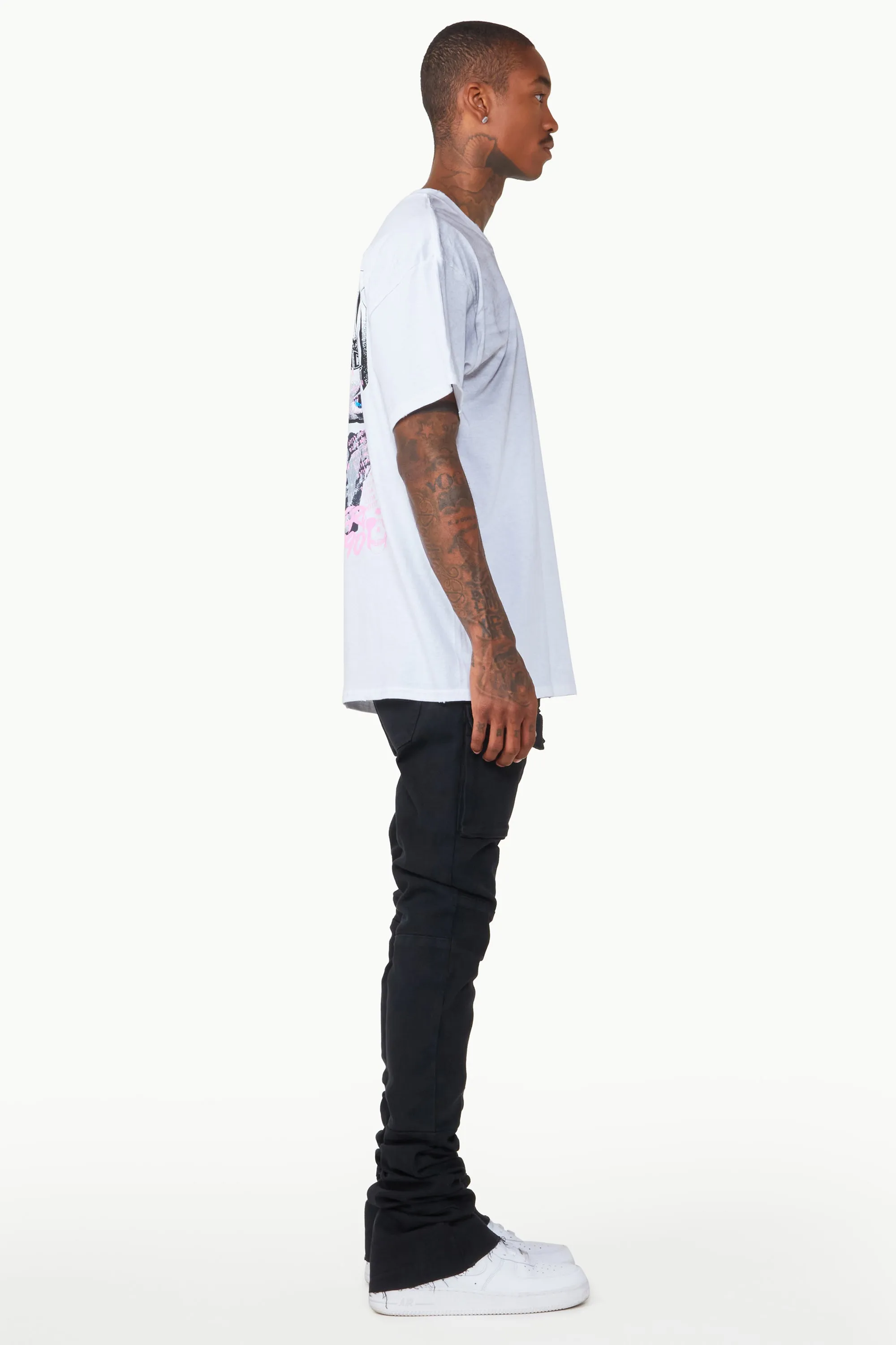 Nello Black Super Stacked Flare Jean