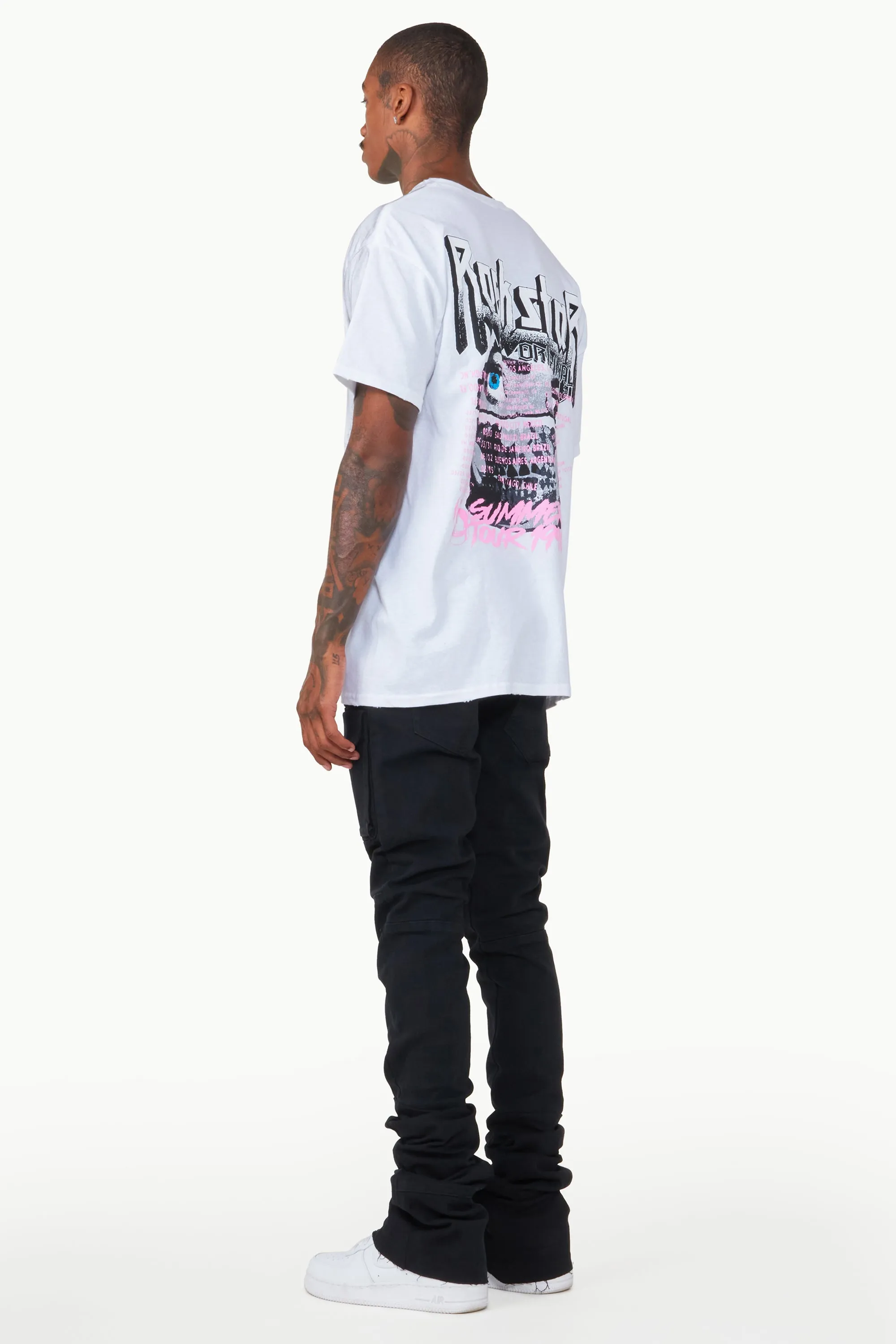 Nello Black Super Stacked Flare Jean