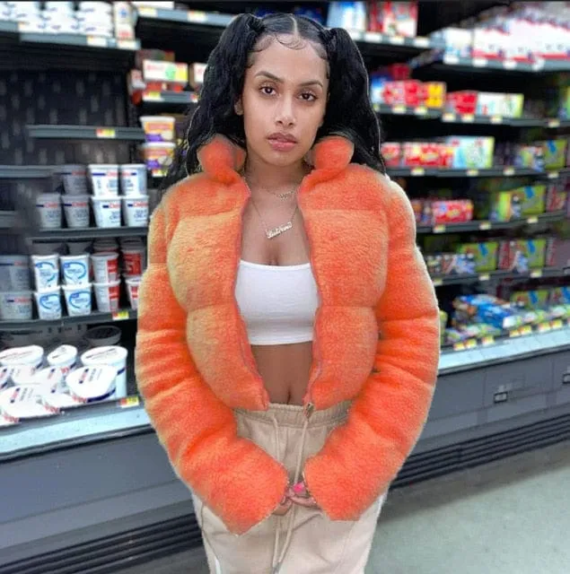 Ohsaucy Foil Look and Fluffy Faux Fur Bubble Puffers