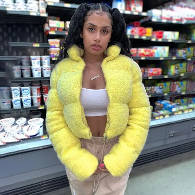 Ohsaucy Foil Look and Fluffy Faux Fur Bubble Puffers
