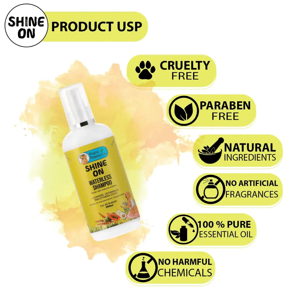 Papa Pawsome Shine On Waterless Shampoo and Braided Rope Ball for Dogs