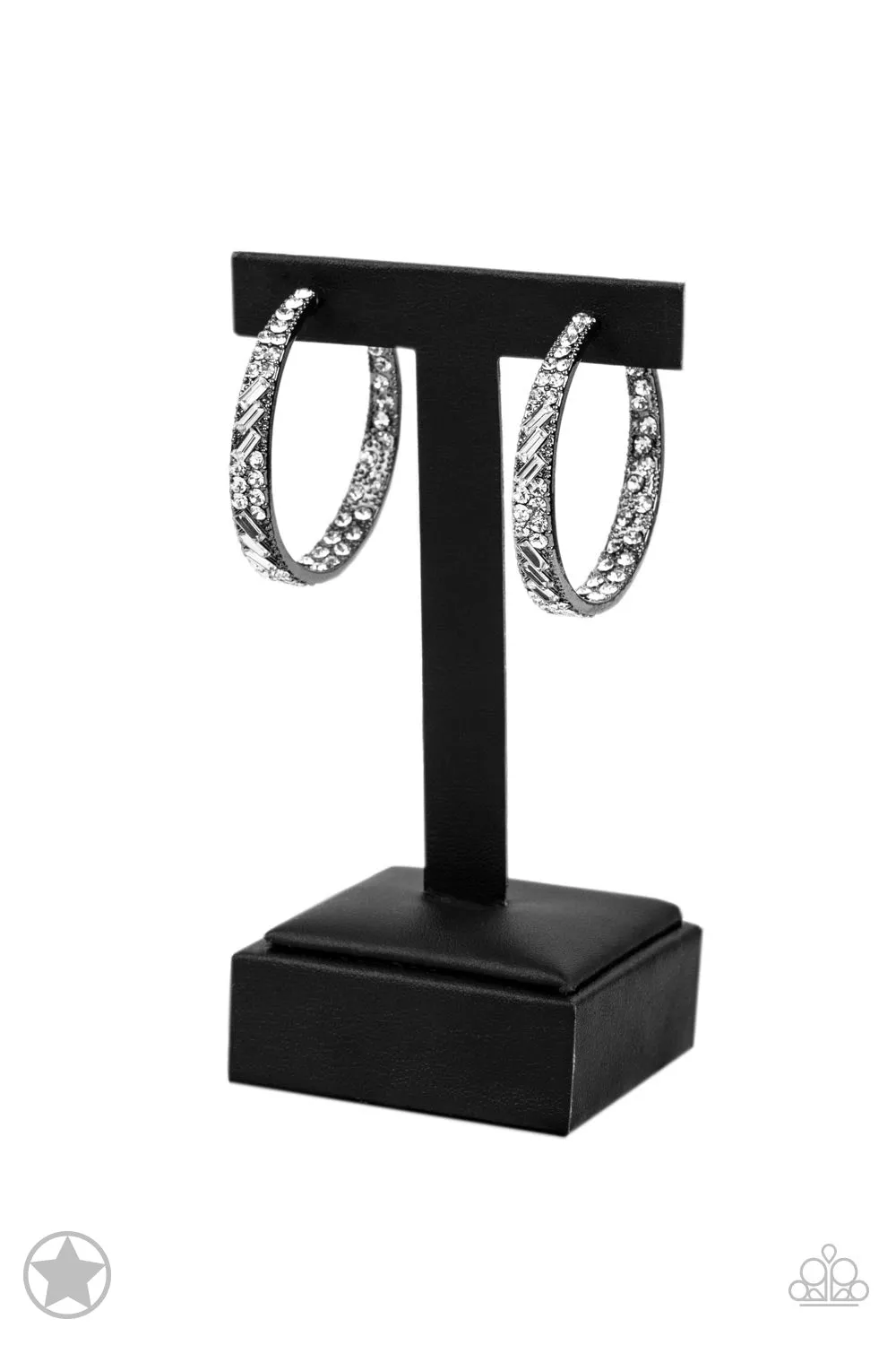 Paparazzi GLITZY By Association - Black Hoop Earrings