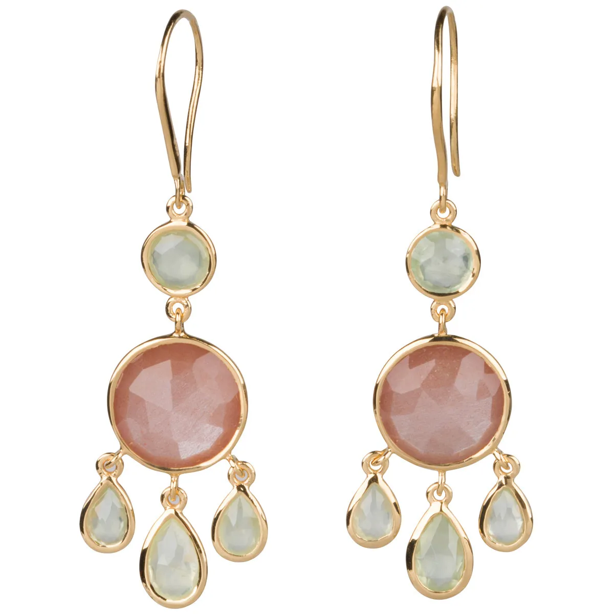 Peach Moonstone and Prehnite Earrings