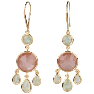 Peach Moonstone and Prehnite Earrings