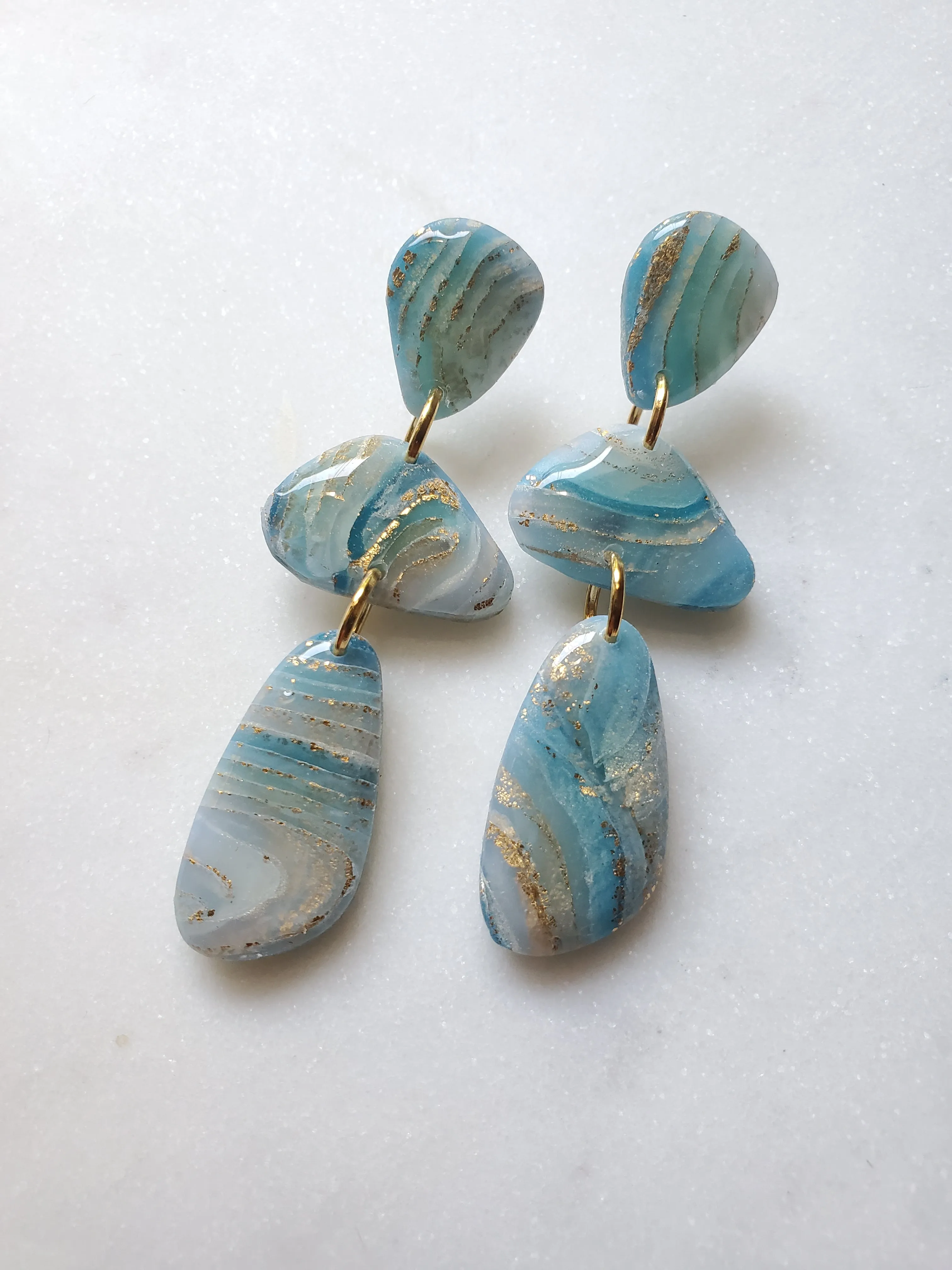 PENELOPE Agate Inspired Statement Earrings - Ocean Blue