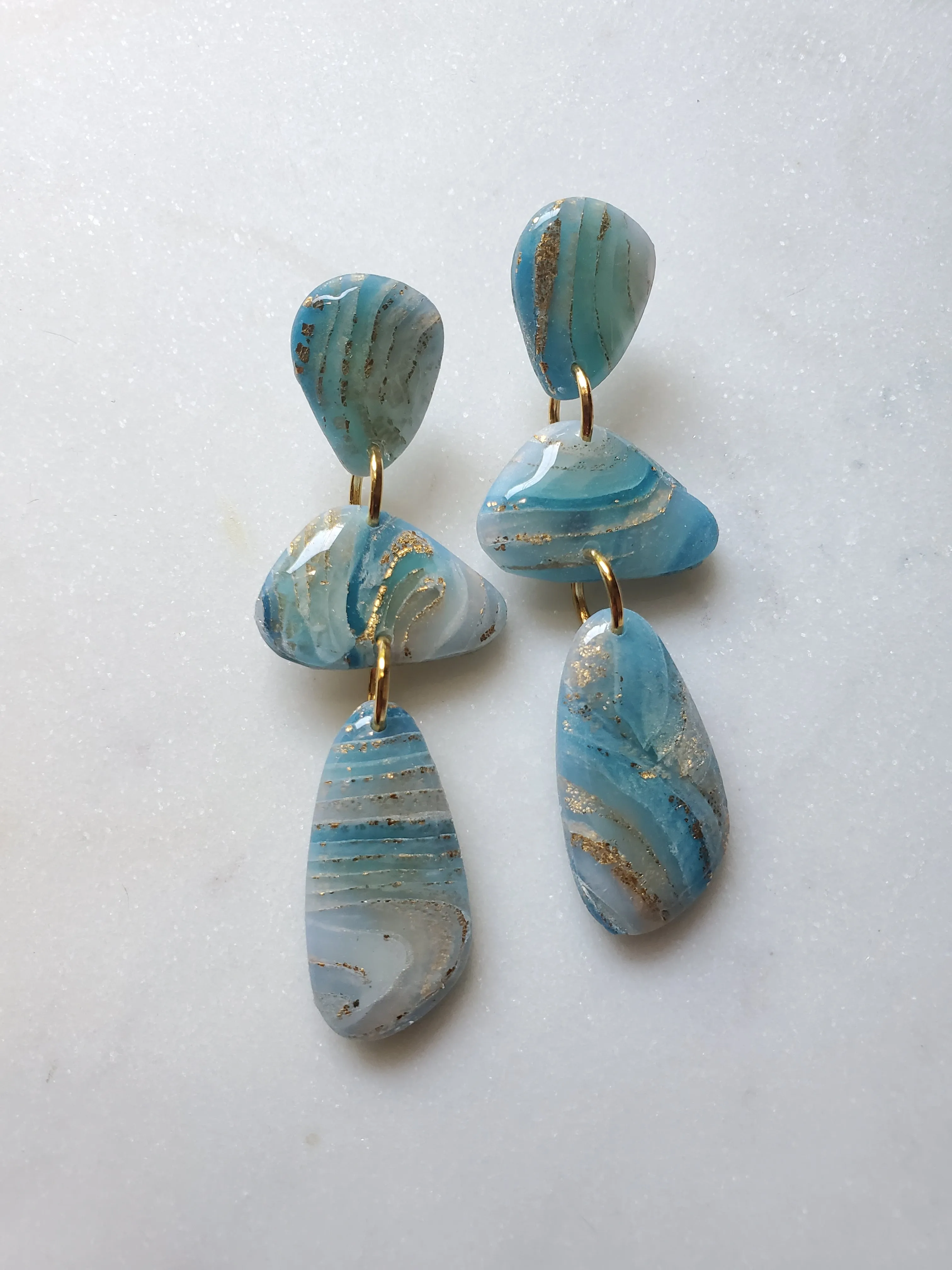PENELOPE Agate Inspired Statement Earrings - Ocean Blue