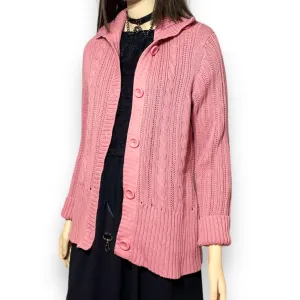 Pink Rose Cardigan Sweater