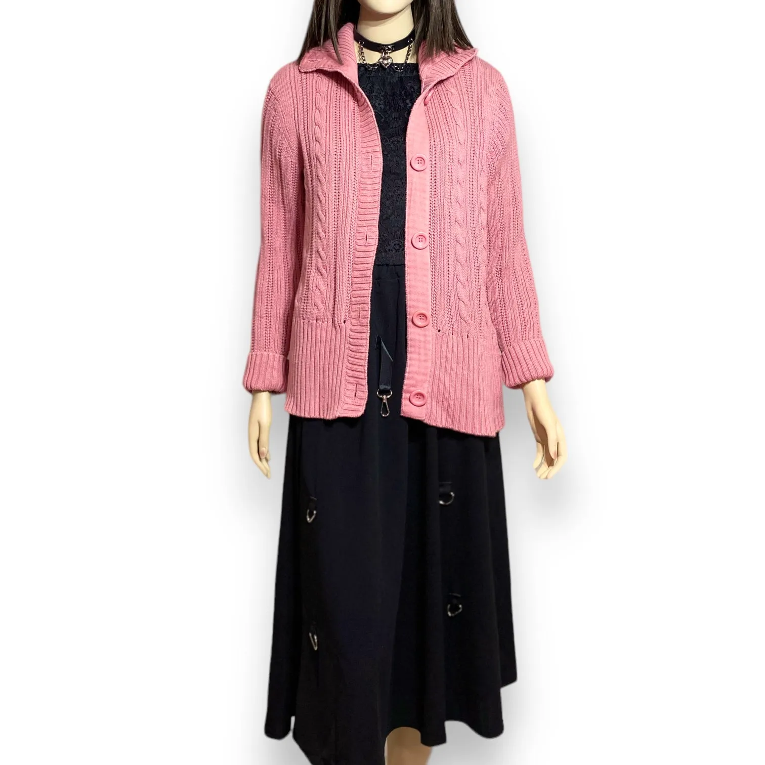 Pink Rose Cardigan Sweater