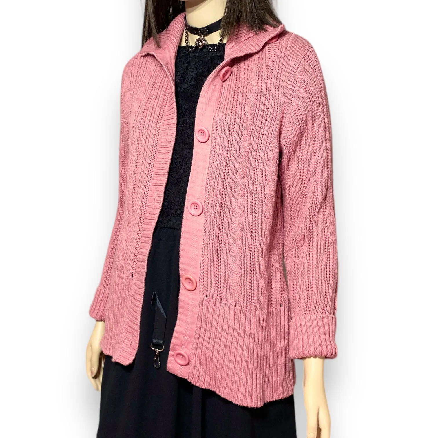 Pink Rose Cardigan Sweater