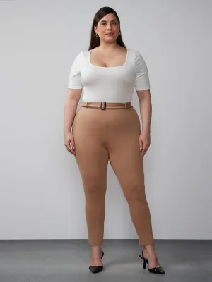 Plus High Rise Belted Ponte Leggings