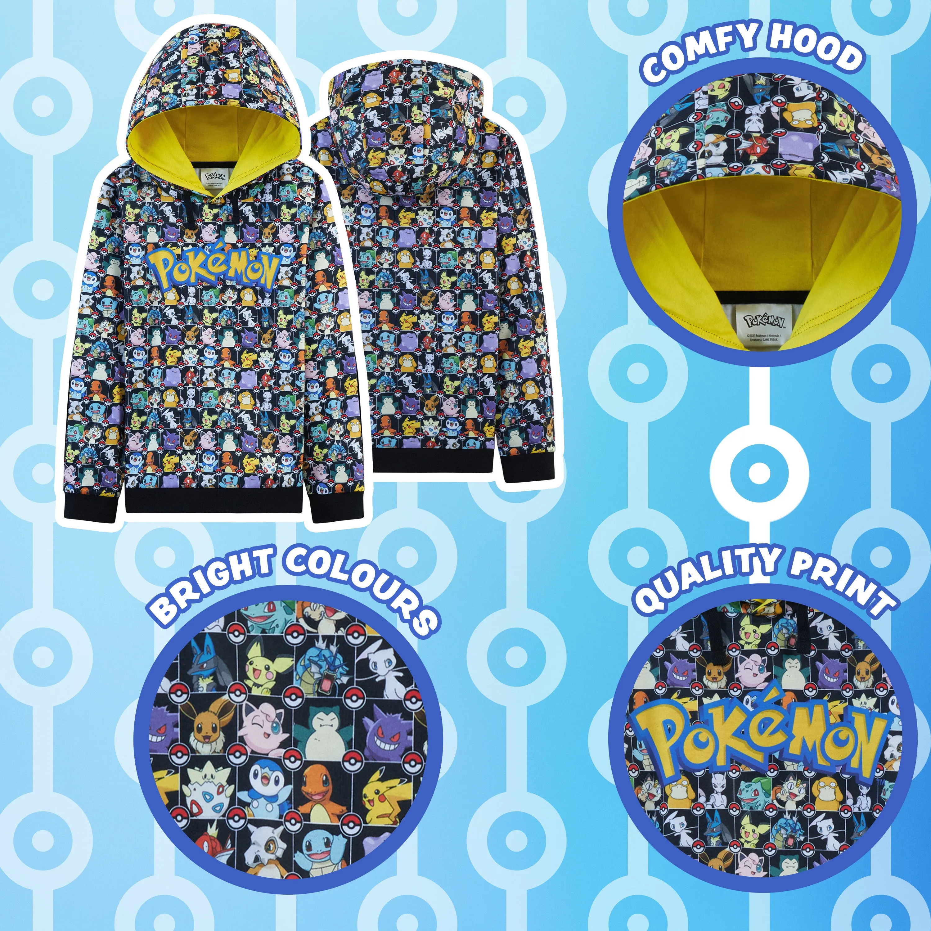 Pokemon Kids Hoodie for Teenagers and Boys, AOP Pokemon Hoodie