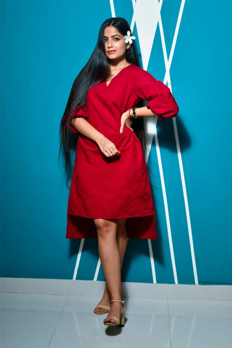 Samaya Hi Low Tunic - Red